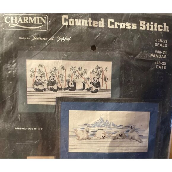 Cross Stitch Kit Janlynn Charmin Counted 48-23 Seals Only 16"X8" Vintage Sealed - Picture 2 of 10